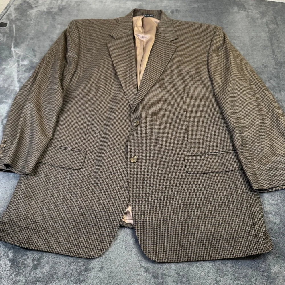 Lauren Ralph Lauren Blazer Mens 50 Regular Brown Wool Houndstooth Sport Coat